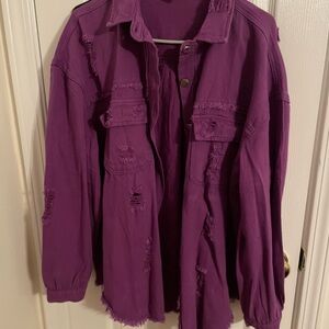 Women's Purple Distressed Jacket